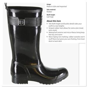 Sperry Black Rubber Calf High Rain Boots